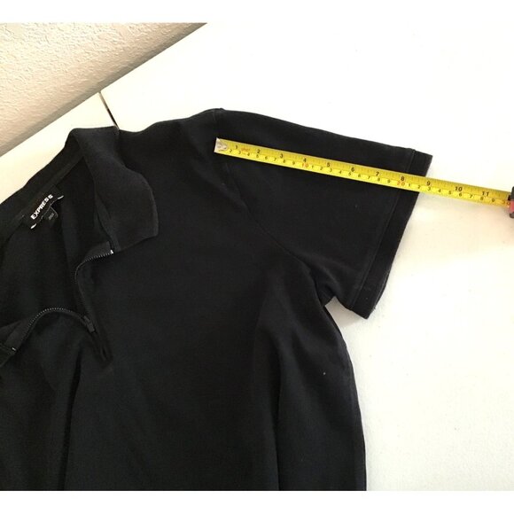 EXPRESS- MENS BLACK COTTON SHORT SLEEVE POLO SHIRT SIZE LARGE - Picture 4 of 7